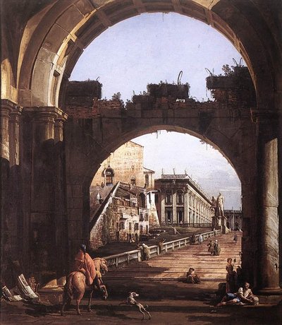 Capriccio van het Capitool door Bernardo Bellotto